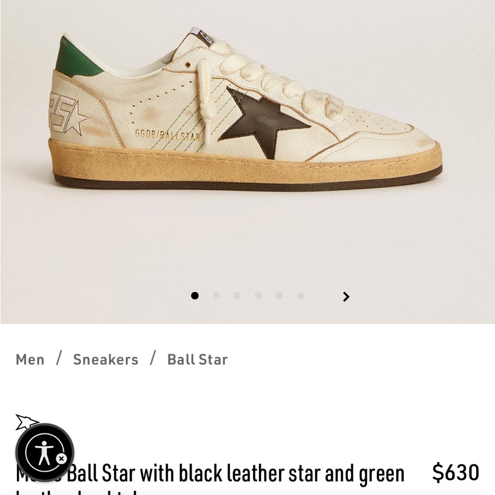 Golden Goose Ball Star Sneakers - Cream, Black, and Green